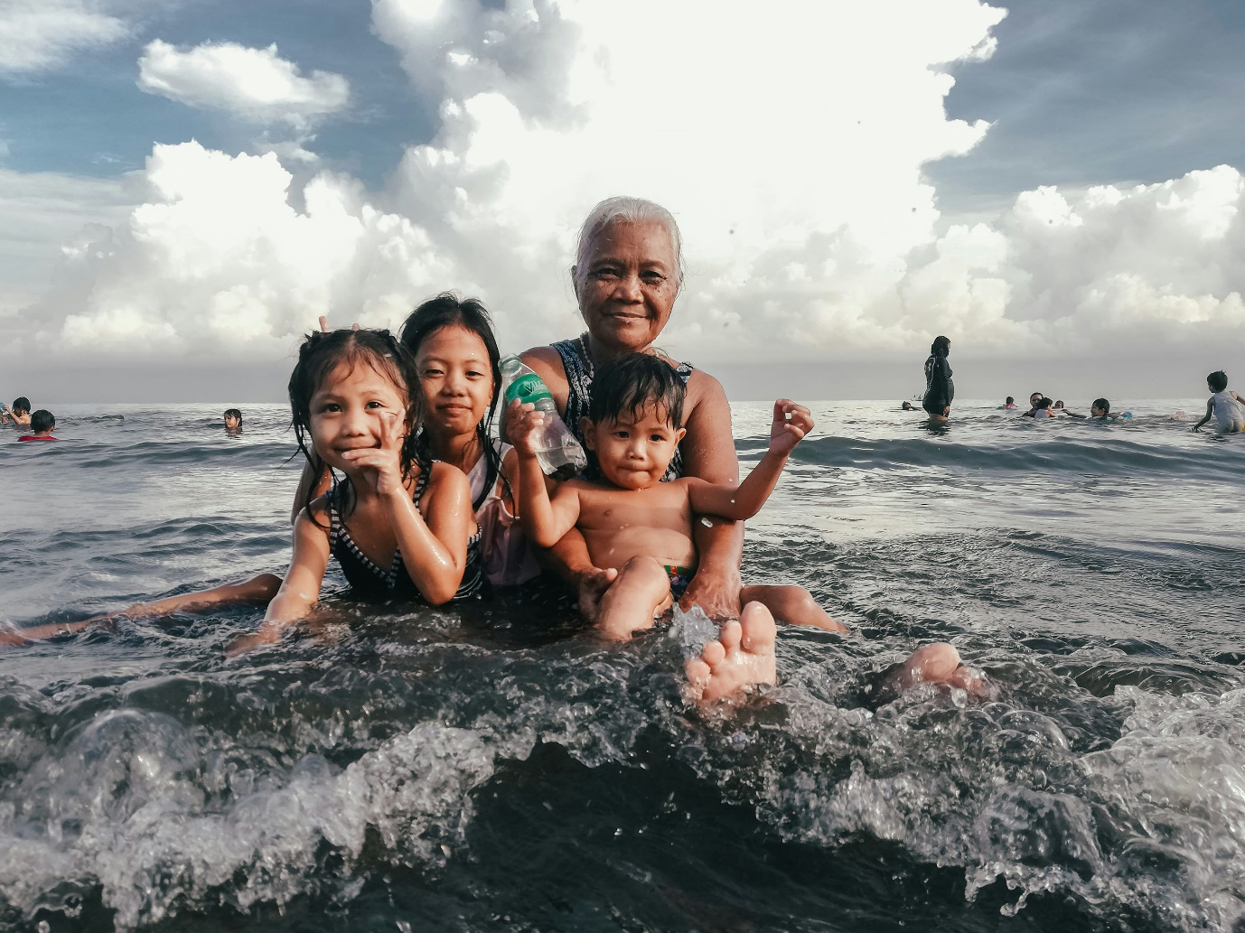 grandchildren with their grandmother.